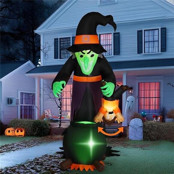 New 7FT Halloween Witch Animated Inflatable Decoration Witch Swinging Child - Picture 7 of 7